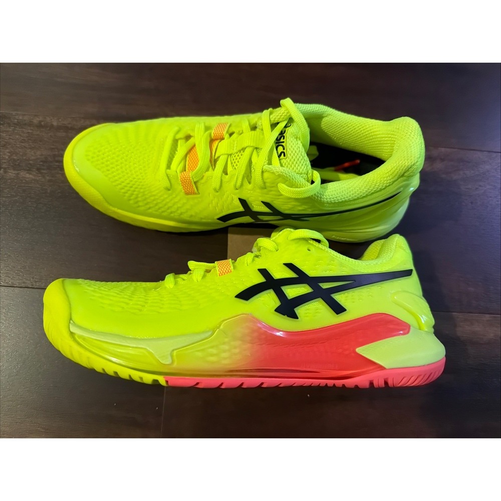 New ASICS Womens Gel-Resolution 9 Paris Tennis Shoes Size 5.5 Neon Bright Red